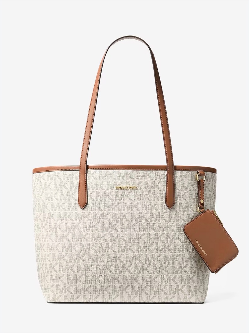 Michael Kors Signature MK Tote in Vanilla and Acorn